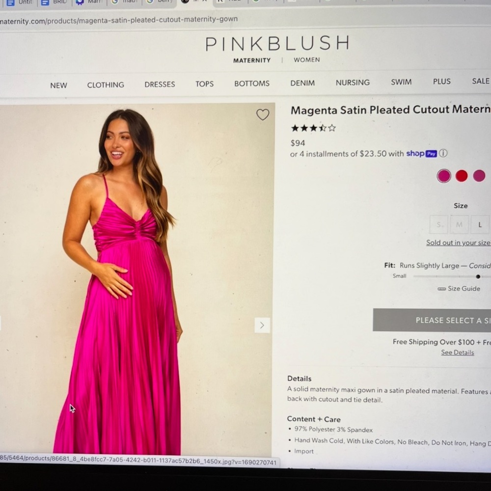 Pink Blush: pink pleated maternity dress